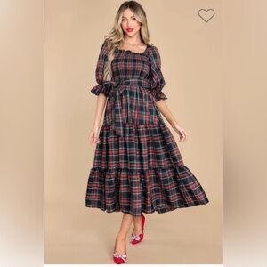 Red Dress Boutique black tartan plaid Midi Dress